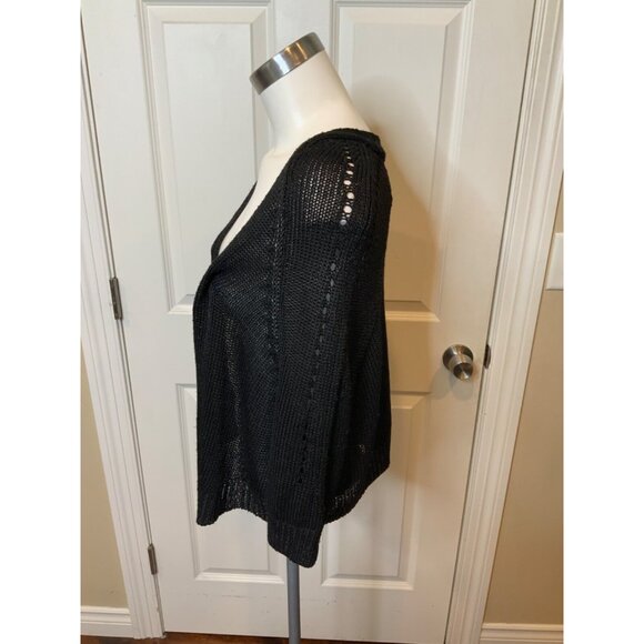 Vince Black Cable Knit Short Sleeve Open Front Cardigan Shrug, Size Small - Picture 3 of 5